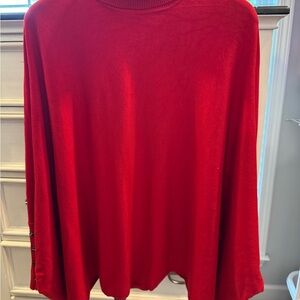 Alfani Vibrant Red Women's turtleneck Sleeved cape sweater